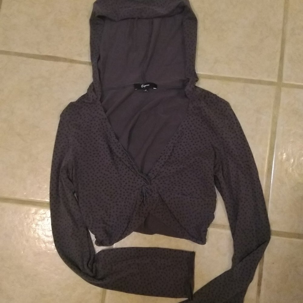 Cropped long sleeved/hooded top stars print